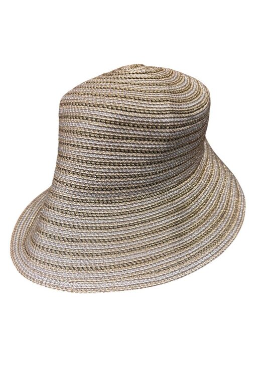 Eric Javits Womens Gold Wide Brim Sun Hat Lightweight Metallic Straw Blend main image 8